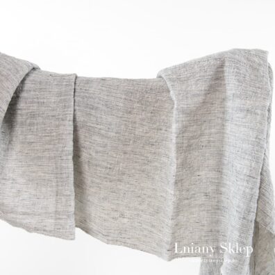 Szeroka szara prana tkanina len z bawełną.