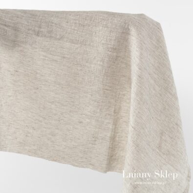 Szeroka piaskowa prana tkanina len z bawełną.