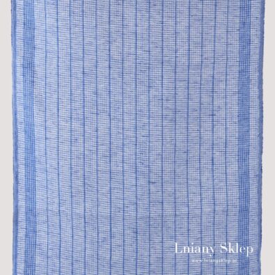 Niebieski waflowy len ścierkowy w paski.