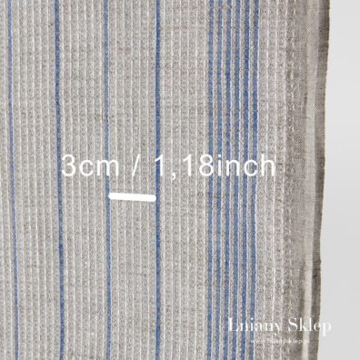 Szary w niebieskie paski len waflowy na ścierki.