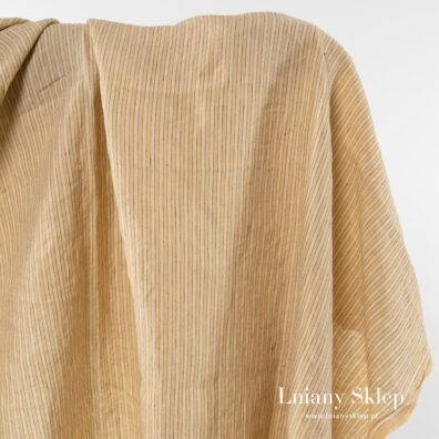 Żółta prana lniana tkanina w paski.