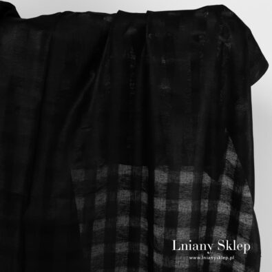 Czarny len w przeźroczystą kratkę.