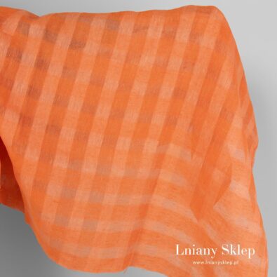 Pomarańczowy len w przeźroczystą kratkę.