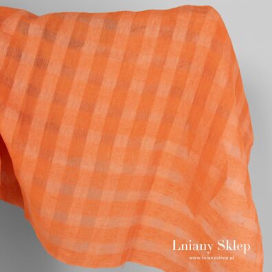 Pomarańczowy len w przeźroczystą kratkę.