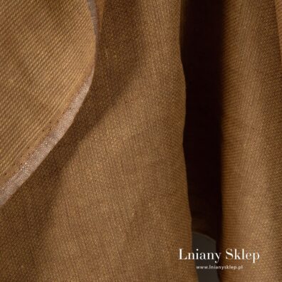 Brązowa tkanina 100% lniana.