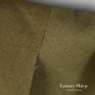 Ciemna zielona tkanina lniana.