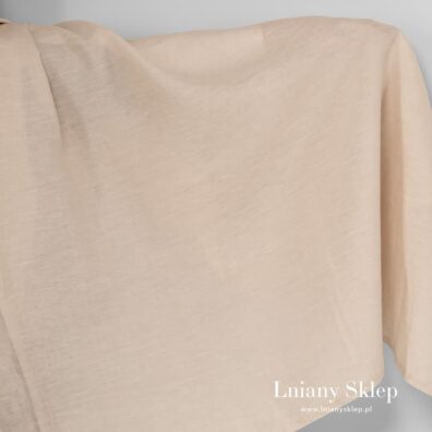 Tkanina lniana melanżowa piaskowa.
