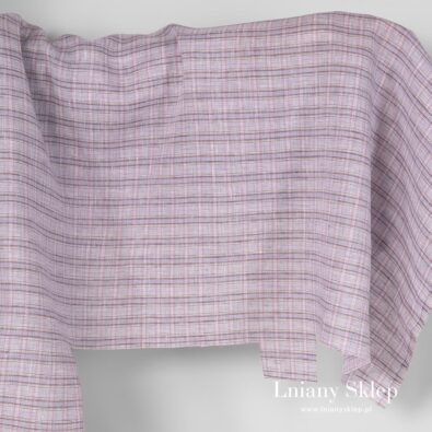 Tkanina lniana w fioletowe okienka.