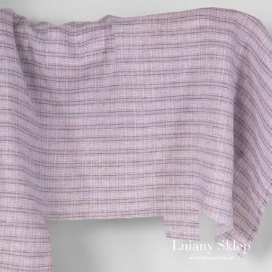 Tkanina lniana w fioletowe okienka.