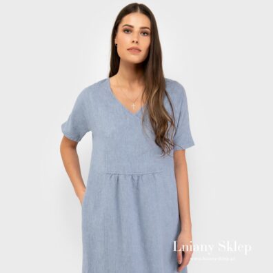 Sukienka z pranego lnu. Krótki rękaw.