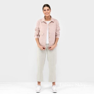 Damski żakiet z pranego lnu z domieszką bawełny..