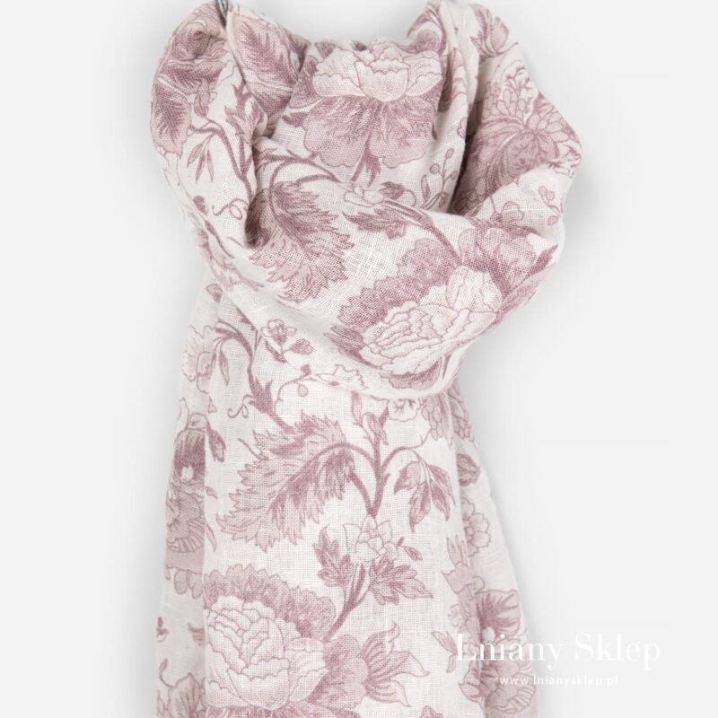 GARDENIA szalik w r&oacute;żowe kwia.ty