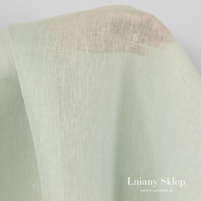 Przeźroczysty zielony len 100% na firanki.