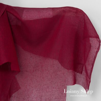 Lniana czerwona przeźroczysta tkanina.