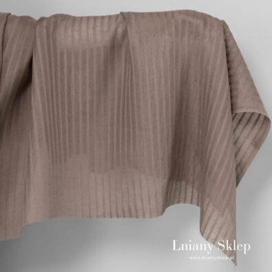 Szara w brąz tkanina w paski.