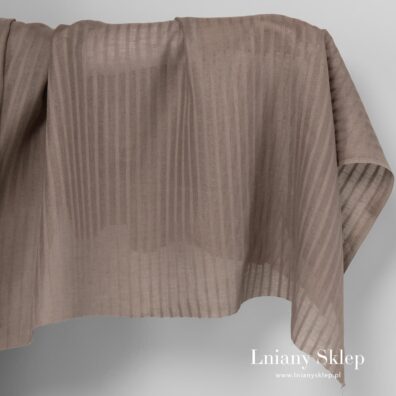 Szara w brąz tkanina w paski.