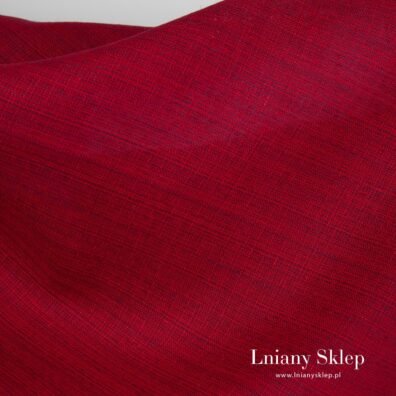 Jaskrawa czerwona tkanina 100% lniana.