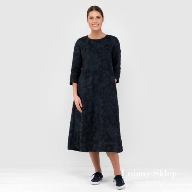 DELFINA czarna sukienka w kwiaty.