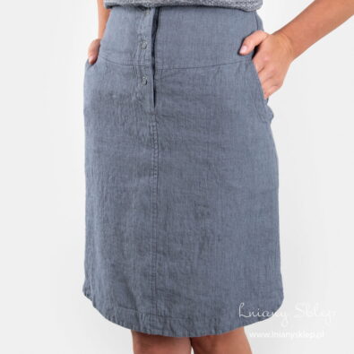 MINIS niebieska spódnica lniana.