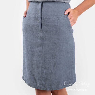 MINIS niebieska spódnica lniana.