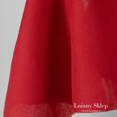 Czerwona tkanina 100% lniana.