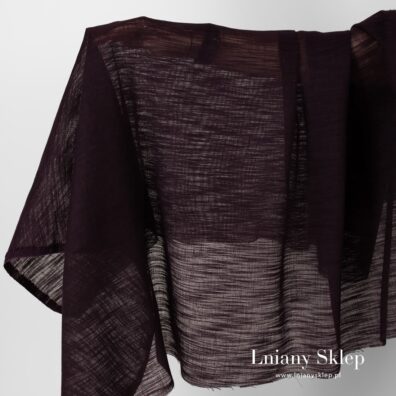 Przeźroczysta tkanina ciemny fiolet w prążki.