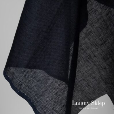 Ciemny granatowy prześwitujący len 100%.