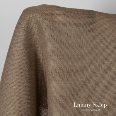 Tkanina lniana brązowa kanwa.