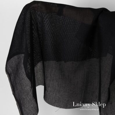 Tkanina lniana czarna kanwa.