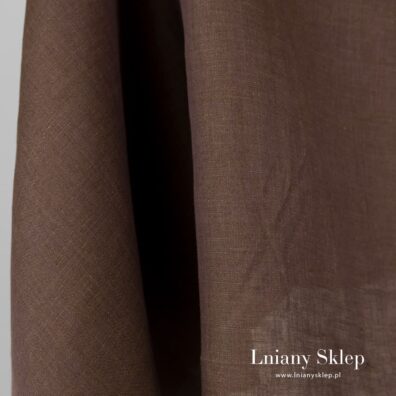 Tkanina lniana z przędzy zielonej i fioletowej.