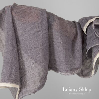 Tkanina prana fioletowa len z wełną.