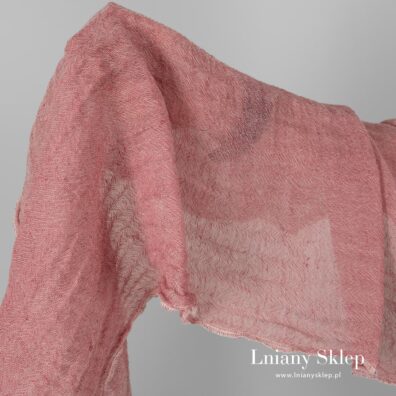 Tkanina prana różowa len z wełną.