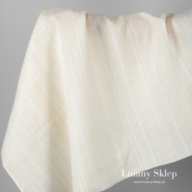 Tkanina lniana w paski jasne i ażurowe.