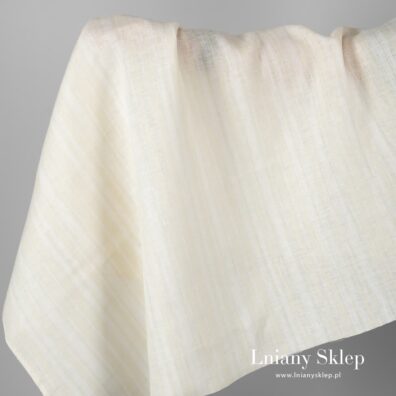 Tkanina lniana w paski jasne i ażurowe.