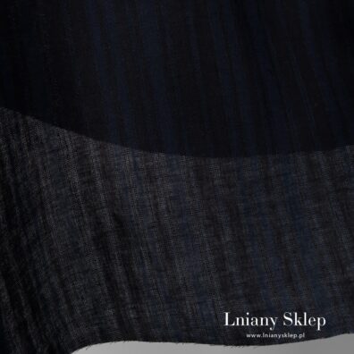 Lekki ciemny len w pionowe paski.