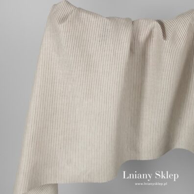 Tkanina lniana w paski kakaowe.