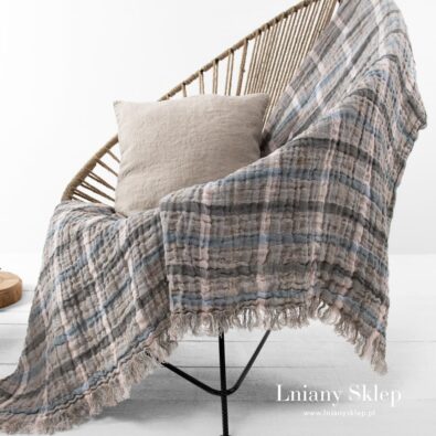 KARRA lniany pled w kratę.
