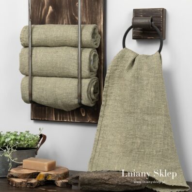 PURO lniany ręcznik jasne khaki.