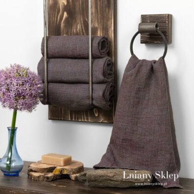PURO ciemny waflowy ręcznik lniany.