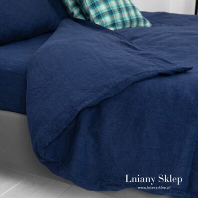 Granatowa poszwa 100% lniana PORTOFINO.