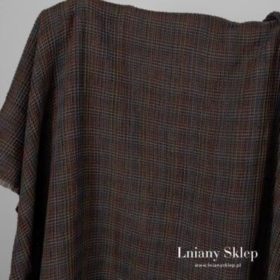 Prana ciemna tkanina waflowa len z bawełną.