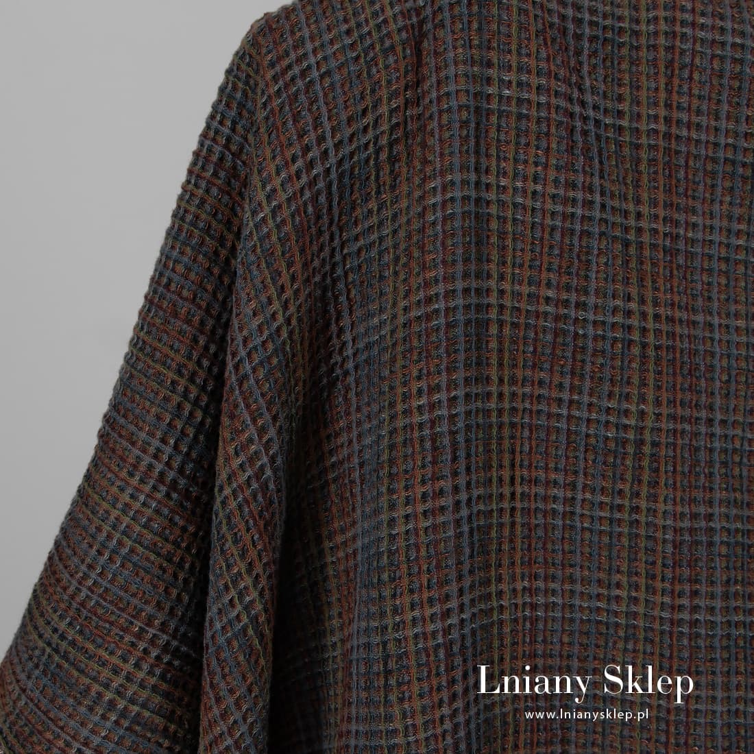 Ciemna tkanina len z bawełną.