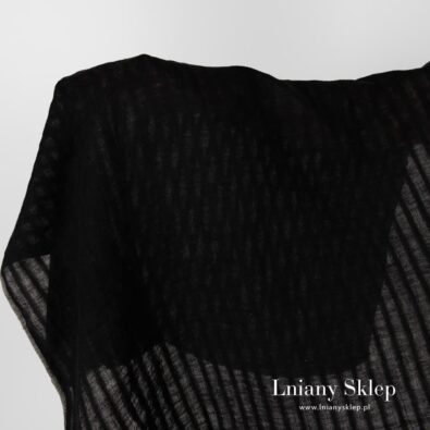 Tkanina prana lniana czarna w paski.