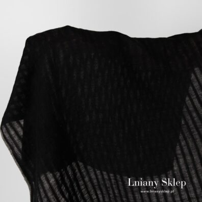 Tkanina prana lniana czarna w paski.