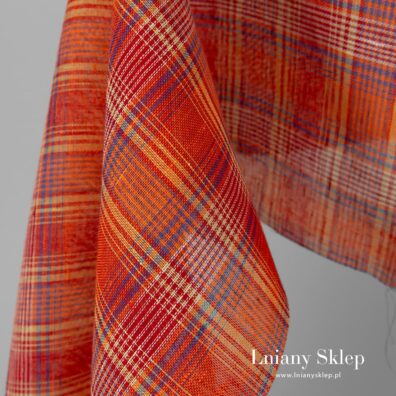 Lekki len w czerwoną kratkę.