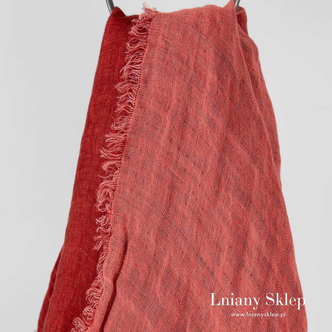 TWINA czerwona chusta lniana.