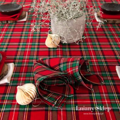 Serwetka i obrus w kratkę.
