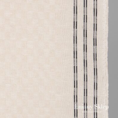 Piaskowy w kratkę ścierkowy len z bawełną.