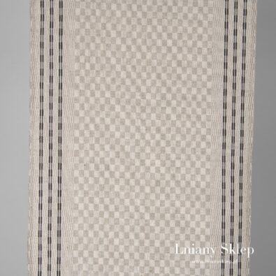 Szary w kratkę ścierkowy len z bawełną.