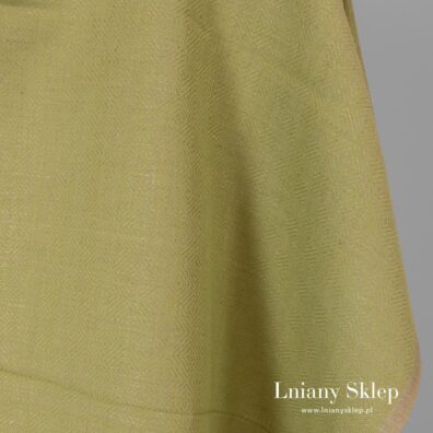 Zielono - szary len z bawełną.